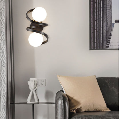 Minimalist Round Ball Iron Glass 2-Light Wall Sconce Lamp