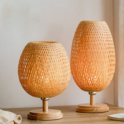 Traditional Wood Bamboo Table Lamp