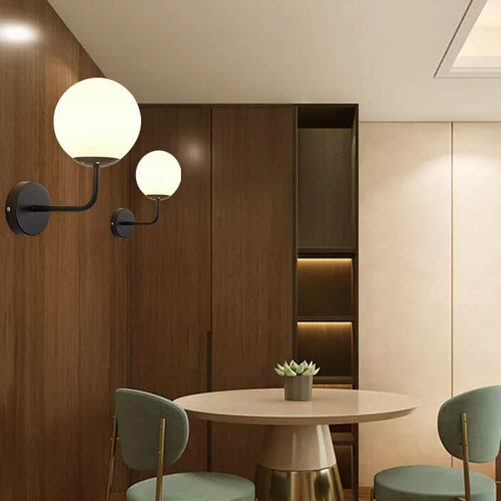 Luxury Round Ball Iron Glass 1-Light Wall Sconce Lamp