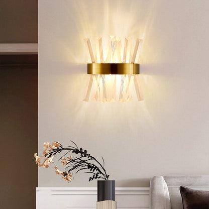 Light Luxury Crystal Strip Design 2-Light Wall Sconce Lamp