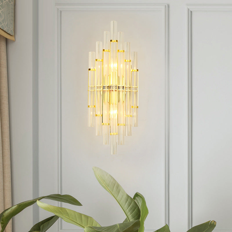 Crystal Column Rechargeable 2-Light Wall Sconce Lamp