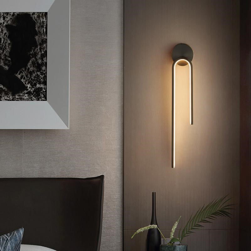 Minimalist Copper Aluminum Round Hook LED Wall Sconce Lamp
