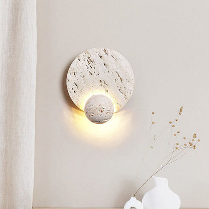 Cream Double Disc White Travertine LED Wall Sconce Lamp