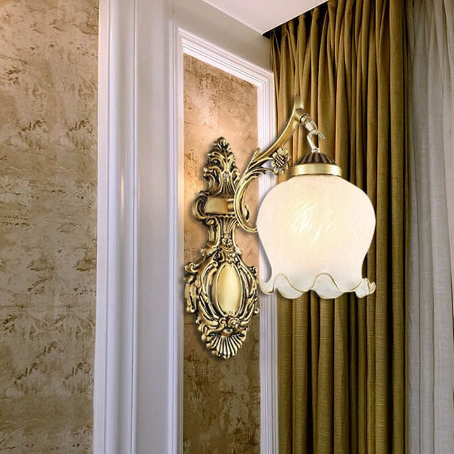 Light Full Copper Flower Shade 1/2- Light Wall Sconce Lamp