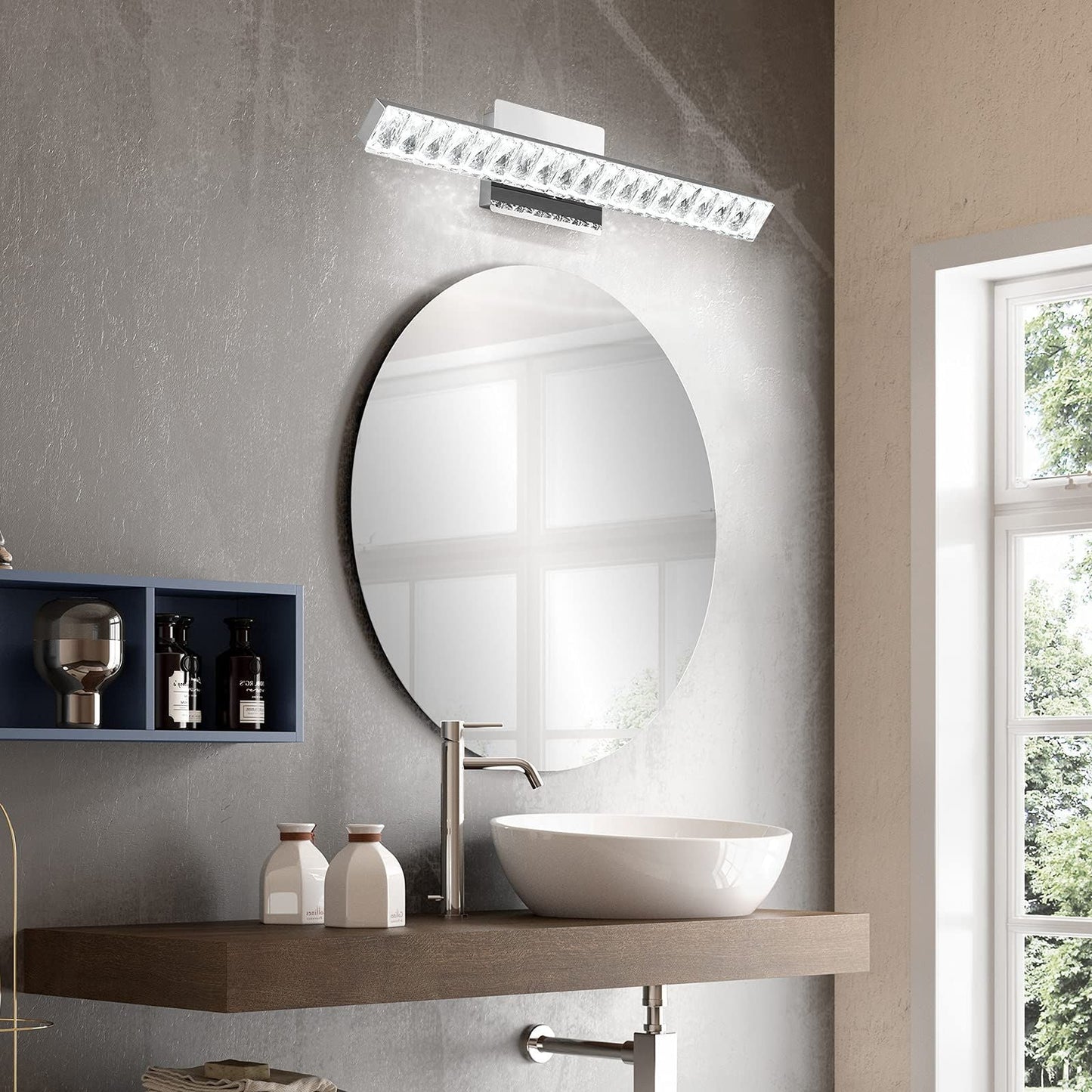 Strip Steel Crystal LED Wall Sconce Lamp Vanity Light