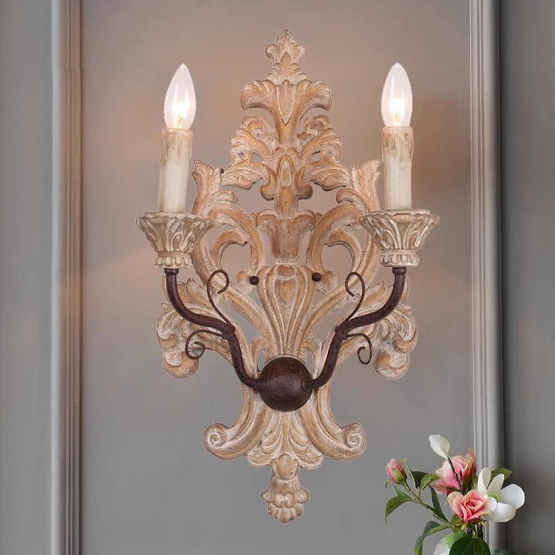 Rural Iron Double Head Candelabra 2-Light Wall Sconce Lamp