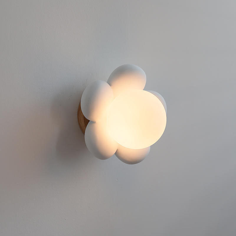 Flowers Shape Glass Ceramic 1-Light Kids Wall Sconce Lamp