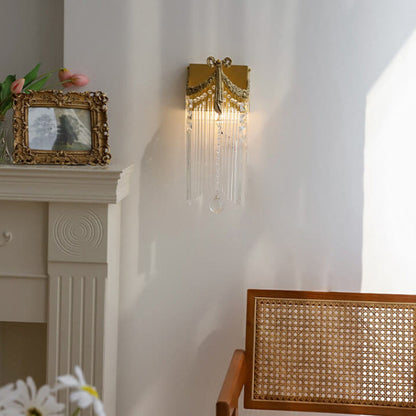 French Luxury Bow Brass Crystal 1-Light Wall Sconce Lamp
