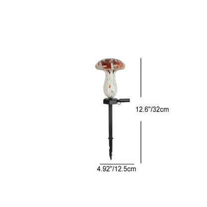 Contemporary Creative Colorful Mushroom Glass Shape LED Solar Waterproof Lawn Insert Light For Garden