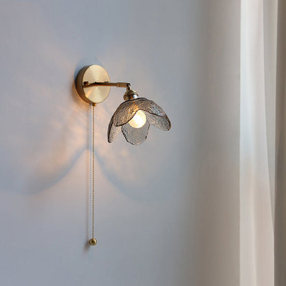 Scandinavian Copper Glass Flower 1-Light Wall Sconce Lamp