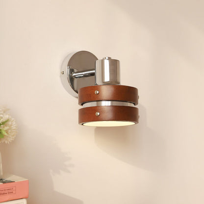 Japanese Walnut Iron Lamp Arm 1-Light Wall Sconce Lamp