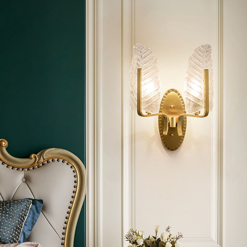 Copper Glass Leave Banana Leaf 1/2 Light Wall Sconce Lamp