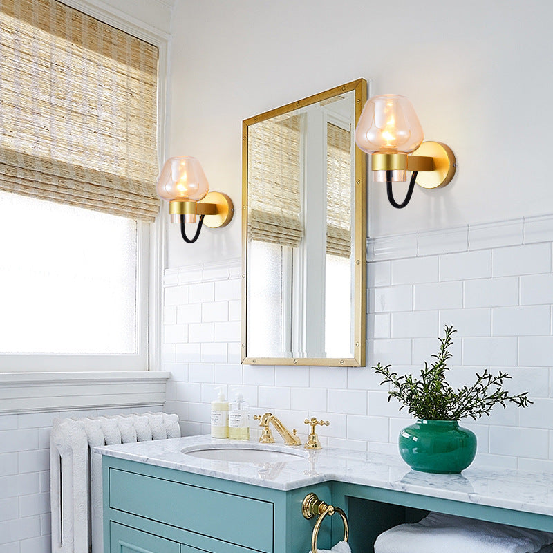 Scandinavian Iron Glass Cup Design 1-Light Wall Sconce Lamp