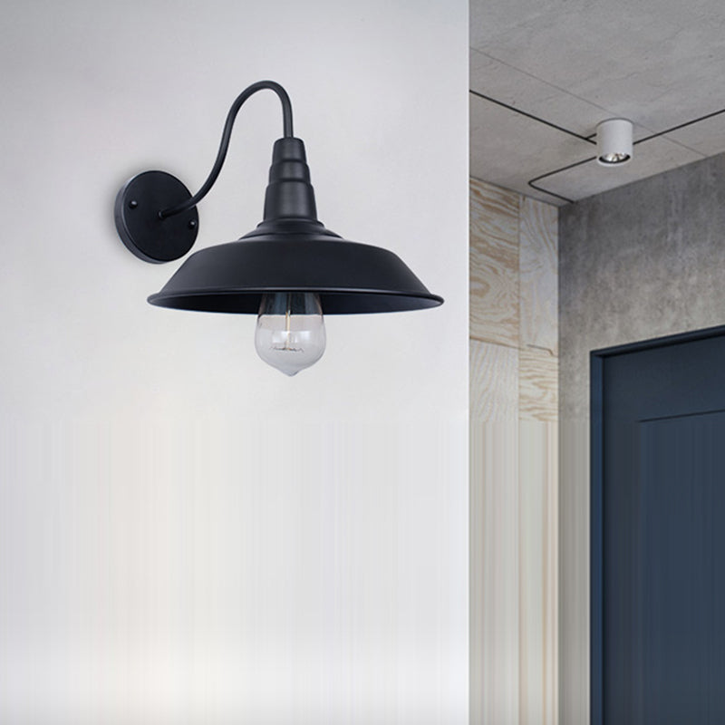 Traditional Iron Round Shade 1-Light Wall Sconce Lamp