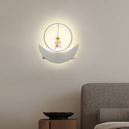 Resin Round Iron Aluminum Shade LED Kids Wall Sconce Lamp