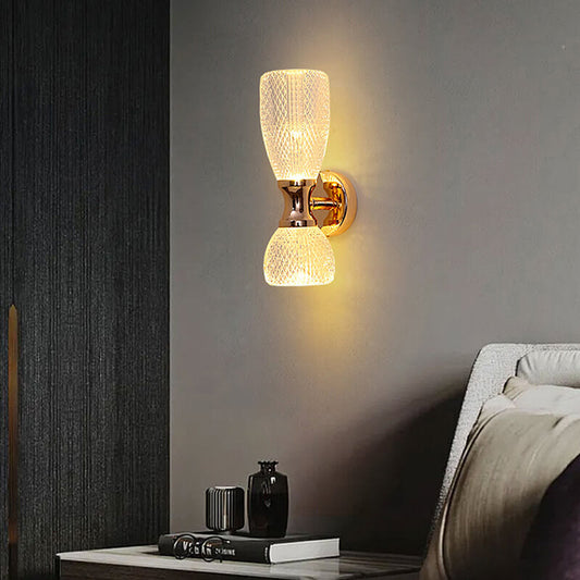Luxury Column Acrylic Hardware 2-Light Wall Sconce Lamp