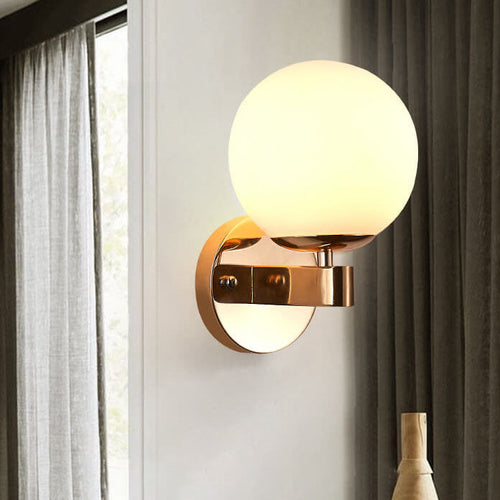 Scandinavian Orb Shade Iron Base 1-Light Wall Sconce Lamp