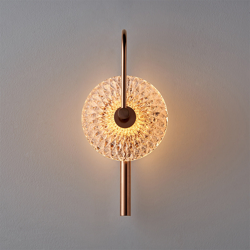 Minimalist Round Stainless Steel Glass LED Wall Sconce Lamp