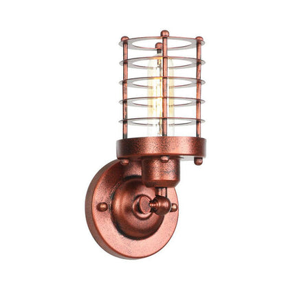 Farmhouse Wrought Iron Wire Cage 1-Light Wall Sconce Lamp