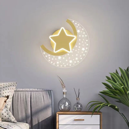 Simplicity Aluminum Acrylic Moon Star LED Wall Sconce Lamp