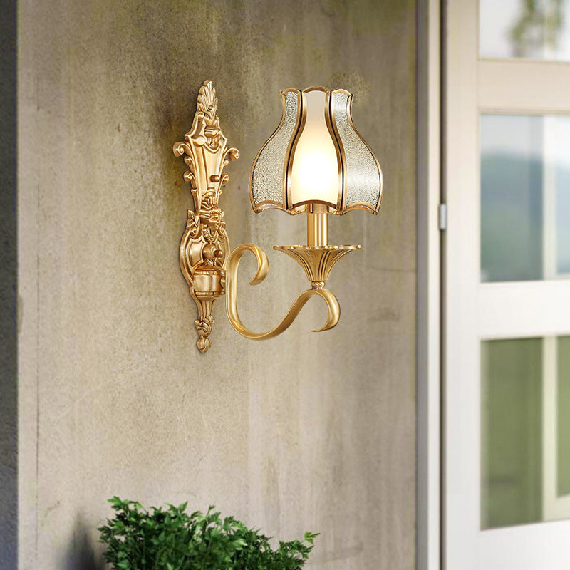European Light Copper Glass 1/2-Light Wall Sconce Light