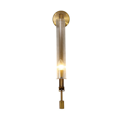 Simplicity Ribbed Glass Column 1-Light Wall Sconce Lamp