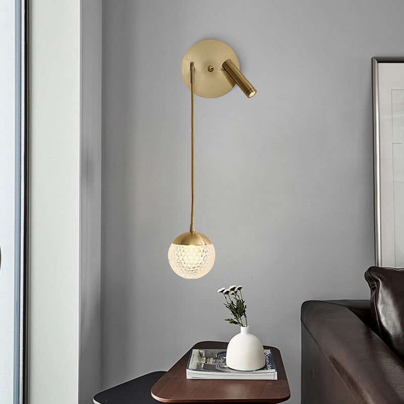 Iron Acrylic Ball Pendant 1-Light LED Wall Sconce Lamp