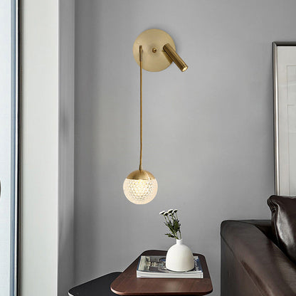 Iron Acrylic Ball Pendant 1-Light LED Wall Sconce Lamp
