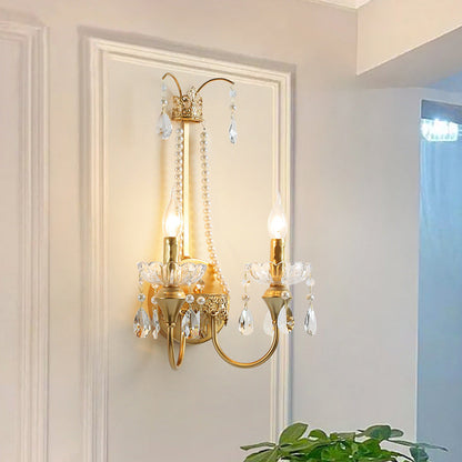 Iron Pendant Candlestick Holder 2-Light Wall Sconce Lamp