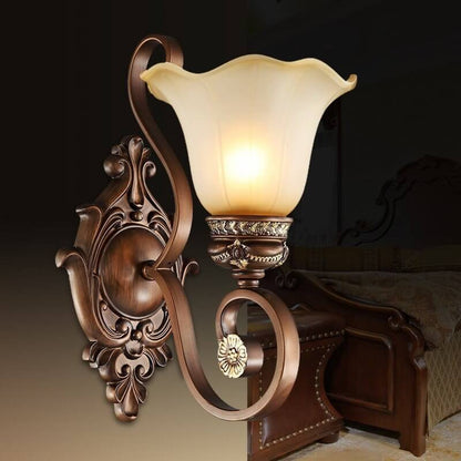 Iron Glass Flower Shape 1-Light Wall Sconce Lamp
