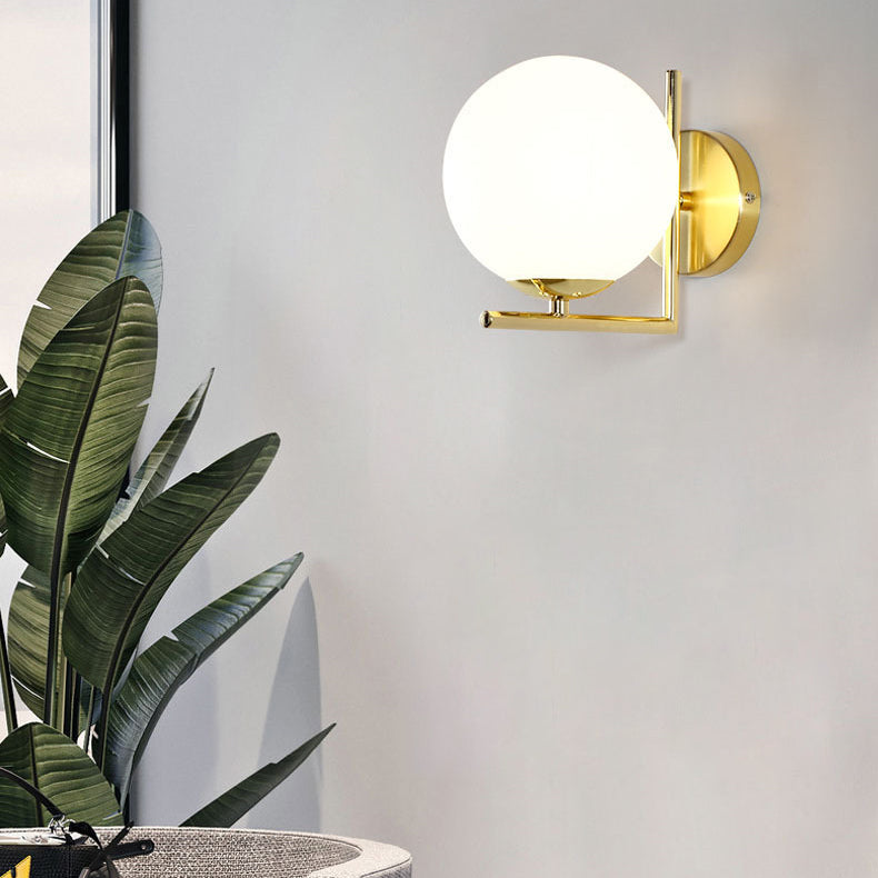 Nordic Metal Glass Ball 1-Light Wall Sconce Lamp
