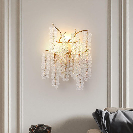Money Tree Branch Aluminum Glass 3-Light Wall Sconce Lamp