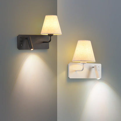 Simplicity Aluminum Fabric Cone 1-Light Wall Sconce Lamp