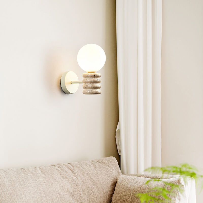 Cream Style Creative Glass Sphere 1-Light Wall Sconce Lamp