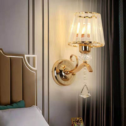 Luxury Iron Crystal Cone 1-Light Wall Sconce Lamp