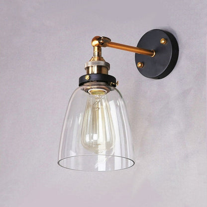 Industrial Round Cup Iron Glass 1-Light Wall Sconce Lamp