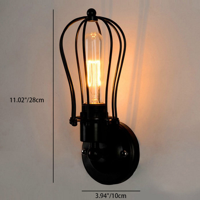 Industrial Iron Frame 1/2-Light Wall Sconce Lamp
