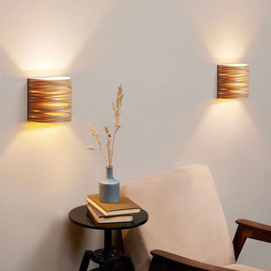 Japanese Wood Veneer Arch 1-Light Wall Sconce Lamp