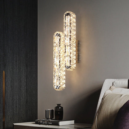 Stainless Crystal Elliptical Strip LED Wall Sconce Lamp