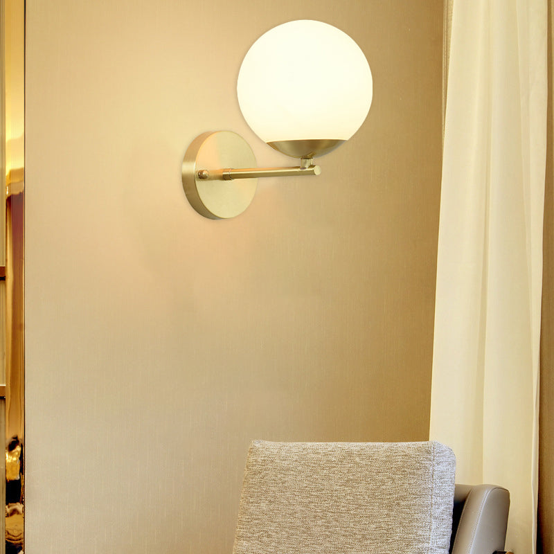 Minimalist Round Ball Copper Glass 1-Light Wall Sconce Lamp