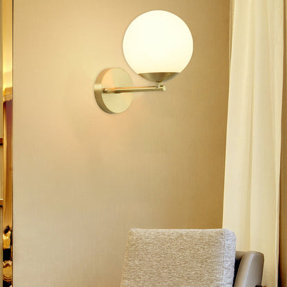 Minimalist Round Ball Copper Glass 1-Light Wall Sconce Lamp