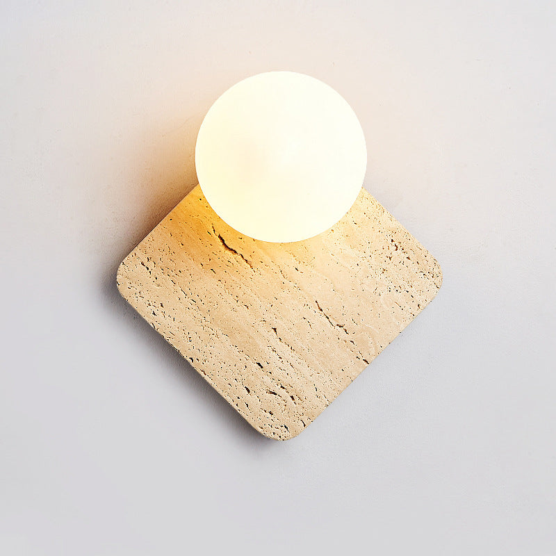 Minimalist Square Stone Glass 1-Light Wall Sconce Lamp
