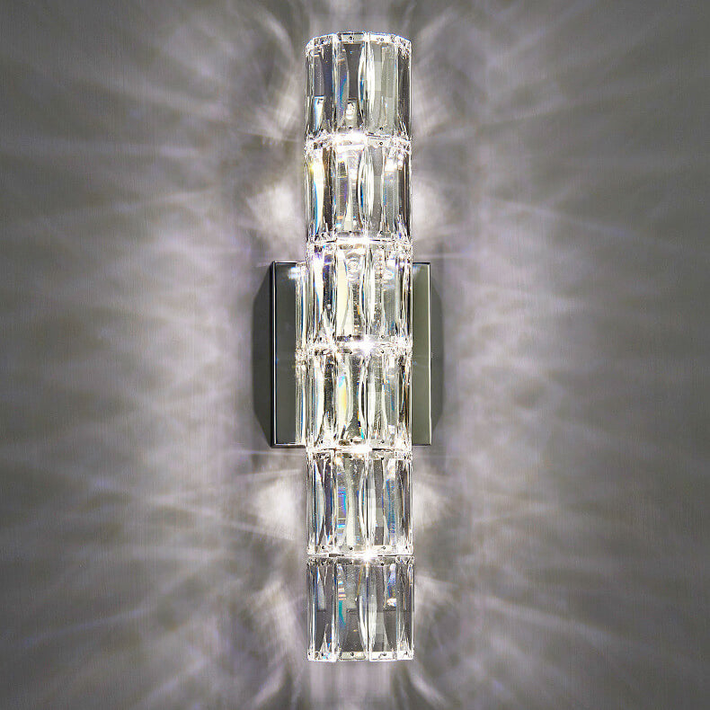Luxury Silver Crystal Column 3/4/6 Light Wall Sconce Lamp