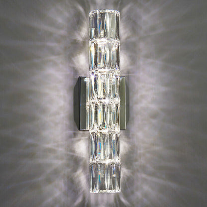 Luxury Silver Crystal Column 3/4/6 Light Wall Sconce Lamp