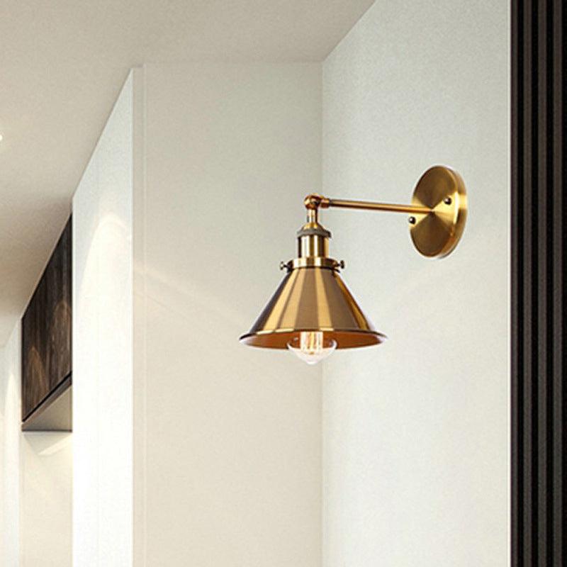 Retro Iron Cylinder Cone 1-Light Wall Sconce Lamp