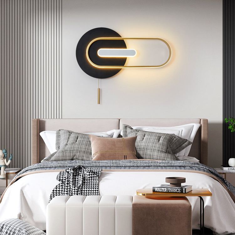 Nordic Iron Acrylic Round Elliptical LED Wall Sconce Lamp
