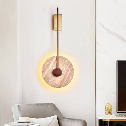 Scandinavian Iron Yellow Travertine LED Wall Sconce Lamp