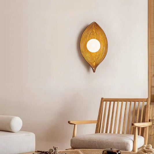 Japanese Leaf Resin Plastic 1-Light Wall Sconce Lamp