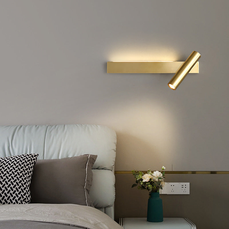 Luxury Rectangle Cylinder Full Copper LED Wall Sconce Lamp