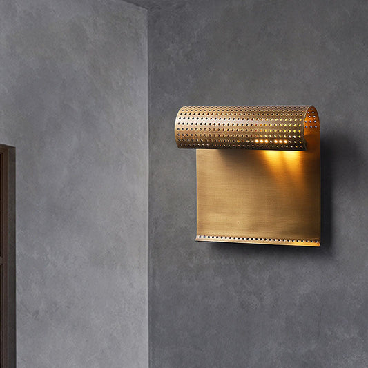 Rolled Edge Rectangle All Copper 1-Light Wall Sconce Lamp
